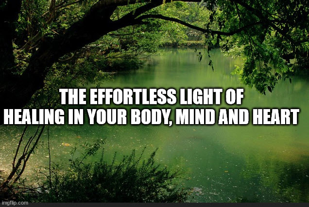 Self-Healing Meditative Words | THE EFFORTLESS LIGHT OF HEALING IN YOUR BODY, MIND AND HEART | image tagged in meditation,healing,self-healing | made w/ Imgflip meme maker