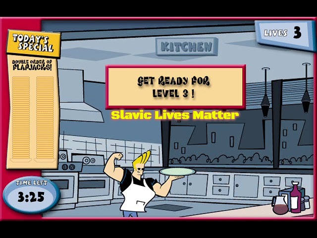 Slavic Johnny Bravo: Flapjack Flipout | Slavic Lives Matter | image tagged in slavic johnny bravo flapjack flipout,slavic | made w/ Imgflip meme maker