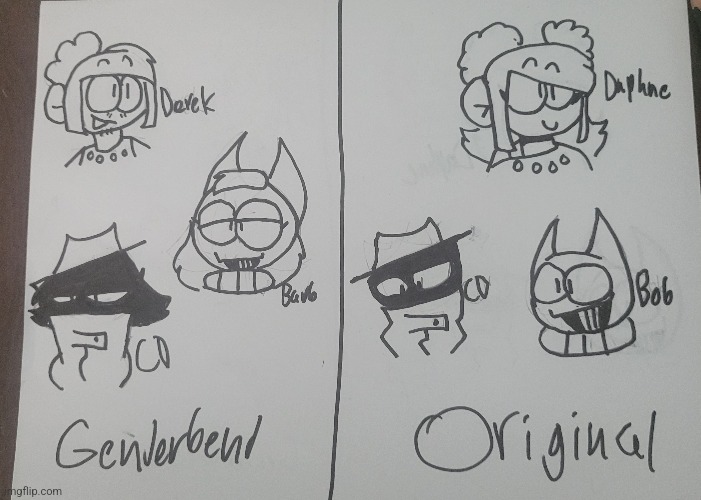 CDB gang original and genderbend | image tagged in spooky month | made w/ Imgflip meme maker