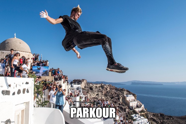 parkour | PARKOUR | image tagged in parkour | made w/ Imgflip meme maker