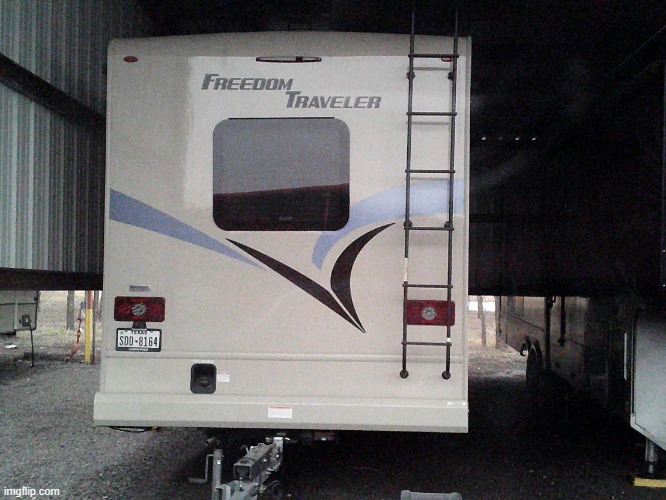 This is the back of my Rv (I don't have any other pictures of it right now). | image tagged in my rv,rv,pictures | made w/ Imgflip meme maker