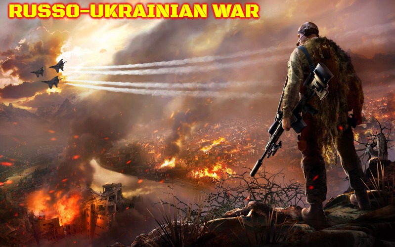 Sniper over burning city | RUSSO-UKRAINIAN WAR | image tagged in sniper over burning city,slavic | made w/ Imgflip meme maker