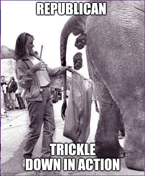 trickle down | REPUBLICAN; TRICKLE DOWN IN ACTION | image tagged in trickle down economics,trickle down | made w/ Imgflip meme maker