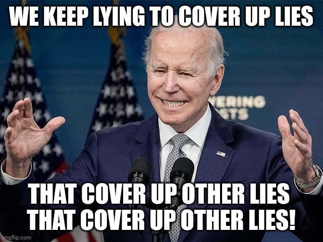 They literally never tell the truth. | WE KEEP LYING TO COVER UP LIES; THAT COVER UP OTHER LIES
 THAT COVER UP OTHER LIES! | image tagged in i once told a lie this big | made w/ Imgflip meme maker