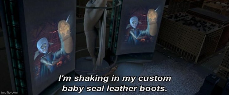 I'm shaking in my custom baby seal leather boots | image tagged in i'm shaking in my custom baby seal leather boots | made w/ Imgflip meme maker