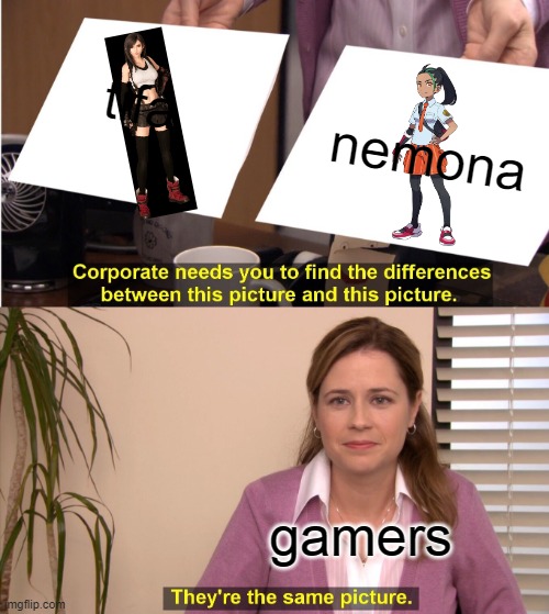 video game facts | tifa; nemona; gamers | image tagged in memes,they're the same picture,pokemon | made w/ Imgflip meme maker