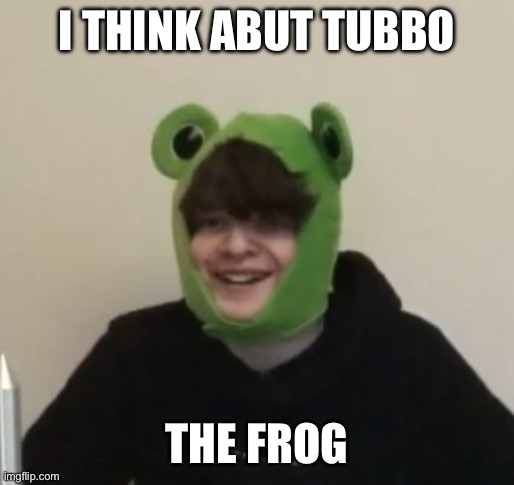 Tubbo the frog | I THINK ABUT TUBBO; THE FROG | image tagged in frog | made w/ Imgflip meme maker