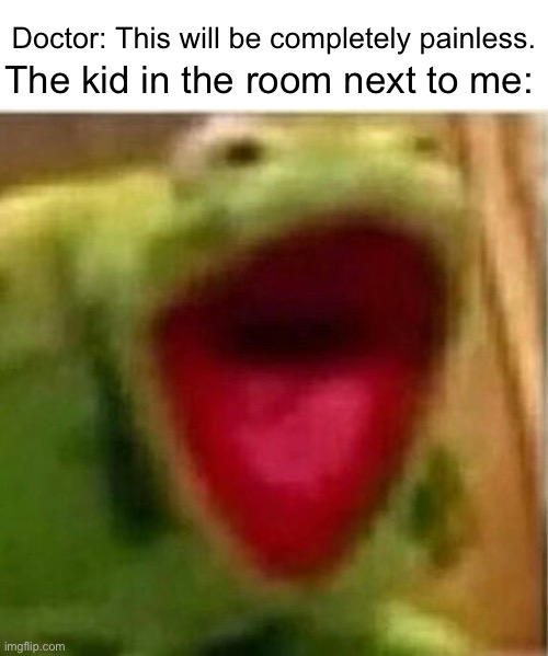 Doctors scare me | The kid in the room next to me:; Doctor: This will be completely painless. | image tagged in ahhhhhhhhhhhhh | made w/ Imgflip meme maker
