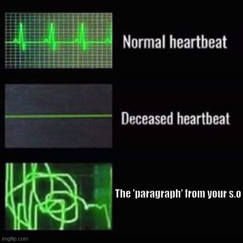 heartbeat rate | The 'paragraph' from your s.o | image tagged in heartbeat rate | made w/ Imgflip meme maker