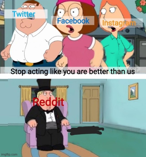 Twitter never respects opinions | image tagged in reddit,facebook,instagram,twitter,stop acting like you are better than us,memes | made w/ Imgflip meme maker
