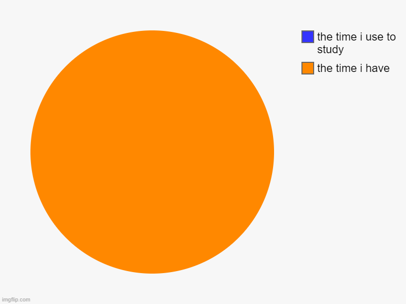 the time i have, the time i use to study | image tagged in charts,pie charts | made w/ Imgflip chart maker