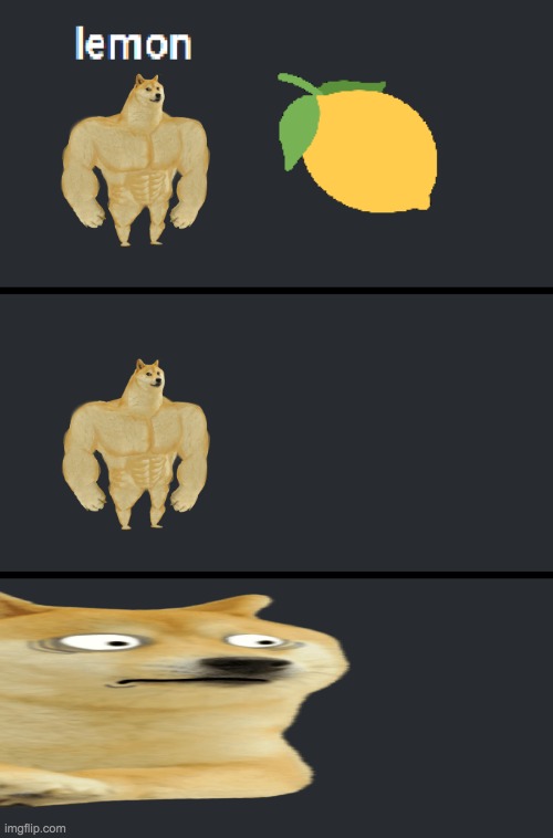 swole doge eats a lemon and dies | image tagged in eats a lemon and dies template | made w/ Imgflip meme maker