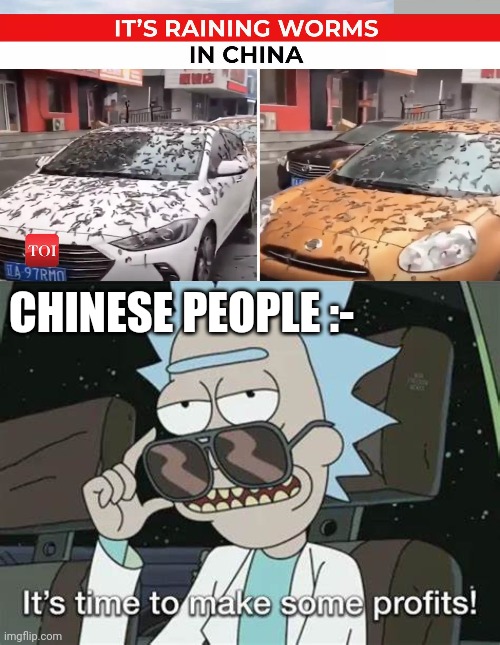 Do Chinese people eat worms ? | CHINESE PEOPLE :- | image tagged in it's time to make some profits | made w/ Imgflip meme maker