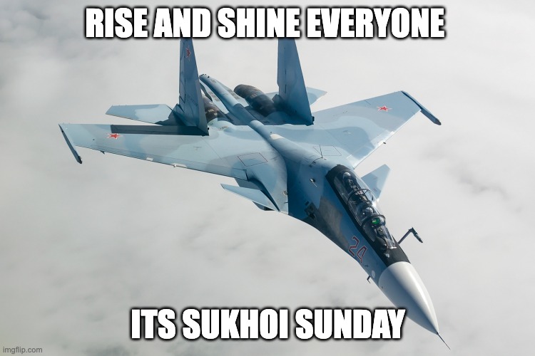 Sukhoi Sunday | RISE AND SHINE EVERYONE; ITS SUKHOI SUNDAY | image tagged in airplane | made w/ Imgflip meme maker