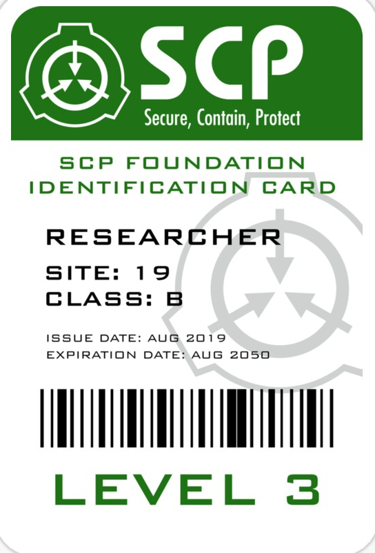 High Quality SCP researcher badge Blank Meme Template