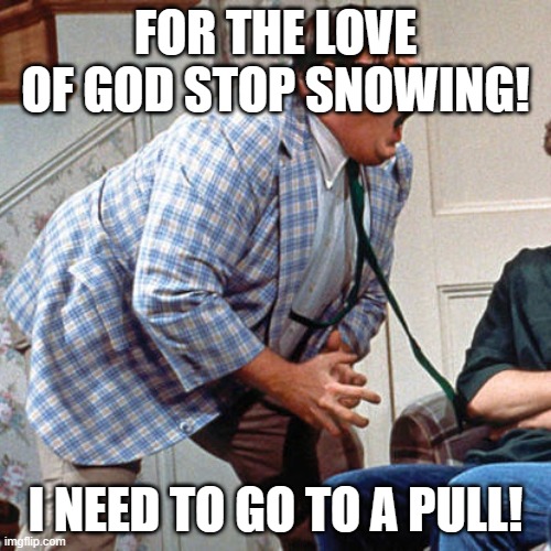 Chris Farley For the love of god | FOR THE LOVE OF GOD STOP SNOWING! I NEED TO GO TO A PULL! | image tagged in chris farley for the love of god | made w/ Imgflip meme maker