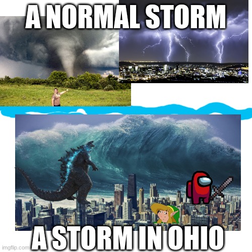 ONLY IN OHIO | A NORMAL STORM; A STORM IN OHIO | image tagged in funny | made w/ Imgflip meme maker