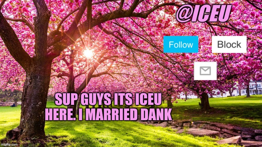 this is a /j | SUP GUYS ITS ICEU HERE. I MARRIED DANK | image tagged in iceu spring template | made w/ Imgflip meme maker