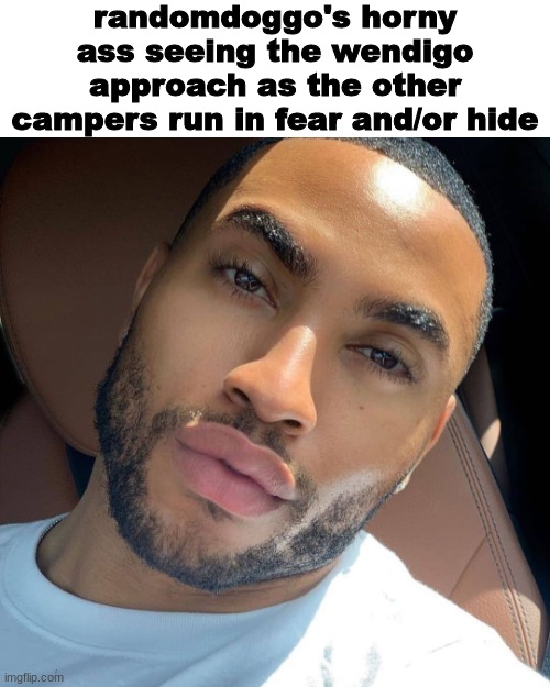 dake | randomdoggo's horny ass seeing the wendigo approach as the other campers run in fear and/or hide | made w/ Imgflip meme maker