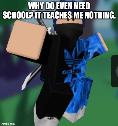 MR BEEEEEAAAAAA | WHY DO EVEN NEED SCHOOL? IT TEACHES ME NOTHING. | image tagged in mr beeeeeaaaaaa | made w/ Imgflip meme maker