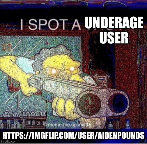 I spot a thot | UNDERAGE USER; HTTPS://IMGFLIP.COM/USER/AIDENPOUNDS | image tagged in i spot a thot | made w/ Imgflip meme maker