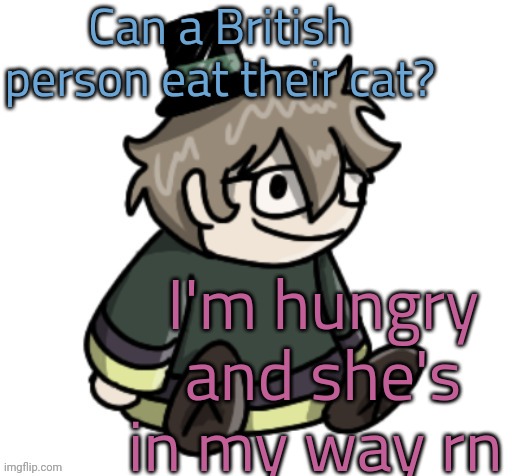 My cousin's telling me to donate her to the chinese restaurant here | Can a British person eat their cat? I'm hungry and she's in my way rn | image tagged in cracker | made w/ Imgflip meme maker