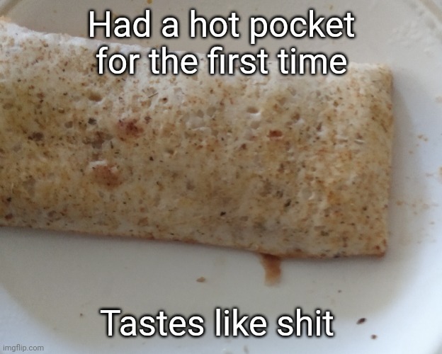 How tf do y'all eat this garbage it tastes like cafeteria pizza leftovers | Had a hot pocket for the first time; Tastes like shit | made w/ Imgflip meme maker