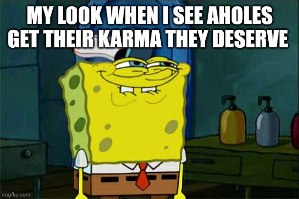 Don't You Squidward | MY LOOK WHEN I SEE AHOLES GET THEIR KARMA THEY DESERVE | image tagged in memes,don't you squidward | made w/ Imgflip meme maker