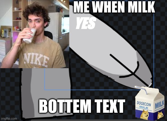 MILK | ME WHEN MILK; YES; BOTTEM TEXT | image tagged in dani,madness combat,milk,bottom text | made w/ Imgflip meme maker