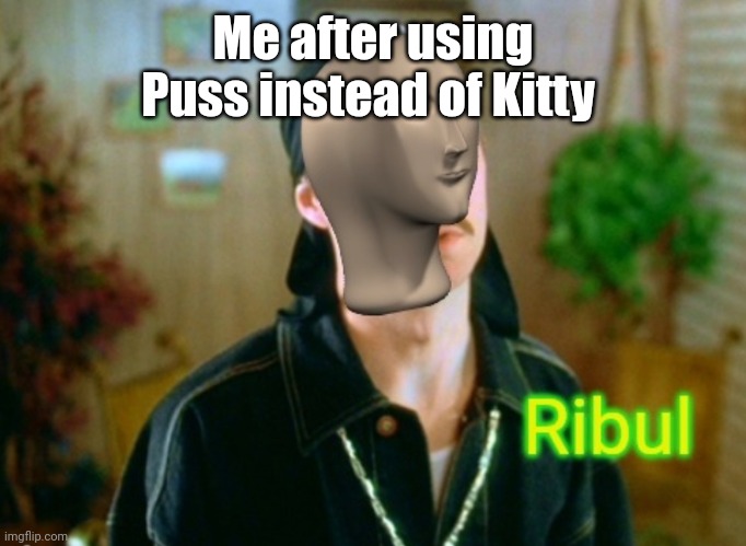 Ribul | Me after using Puss instead of Kitty | image tagged in ribul | made w/ Imgflip meme maker