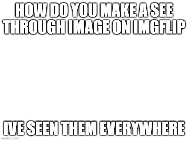 HOW DO YOU MAKE A SEE THROUGH IMAGE ON IMGFLIP; IVE SEEN THEM EVERYWHERE | made w/ Imgflip meme maker