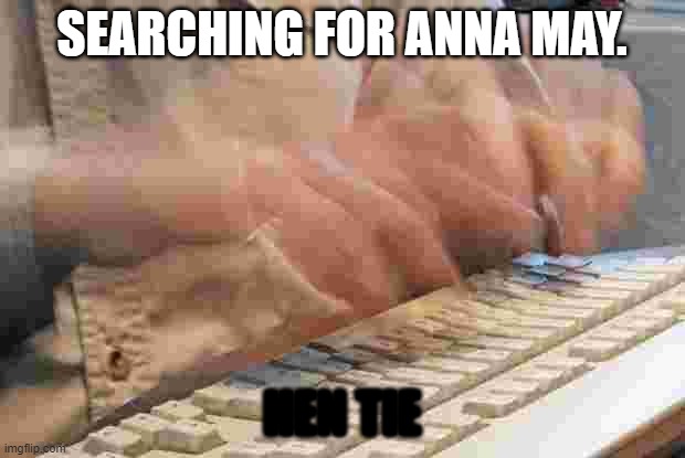 Wow. | SEARCHING FOR ANNA MAY. HEN TIE | image tagged in typing fast | made w/ Imgflip meme maker