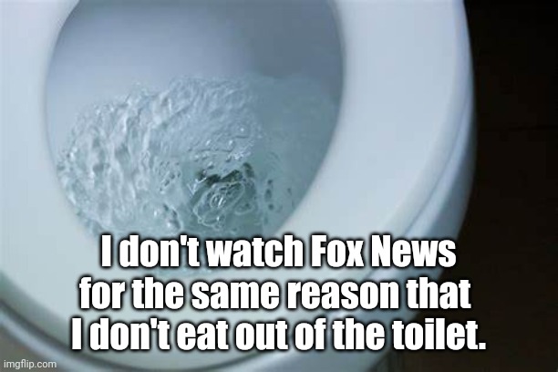 Fox News? | I don't watch Fox News
for the same reason that 
I don't eat out of the toilet. | image tagged in news,fox news | made w/ Imgflip meme maker