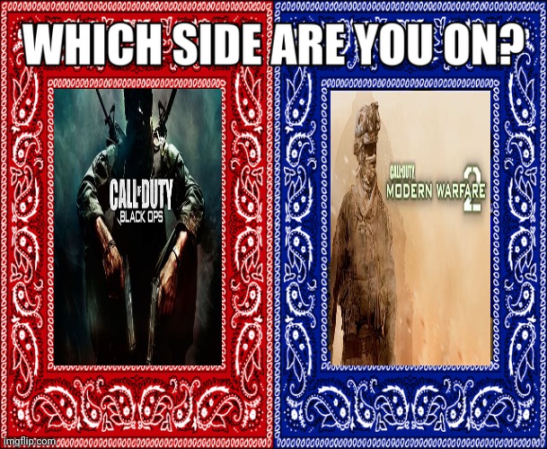 WHICH SIDE ARE YOU ON? | image tagged in which side are you on,call of duty | made w/ Imgflip meme maker
