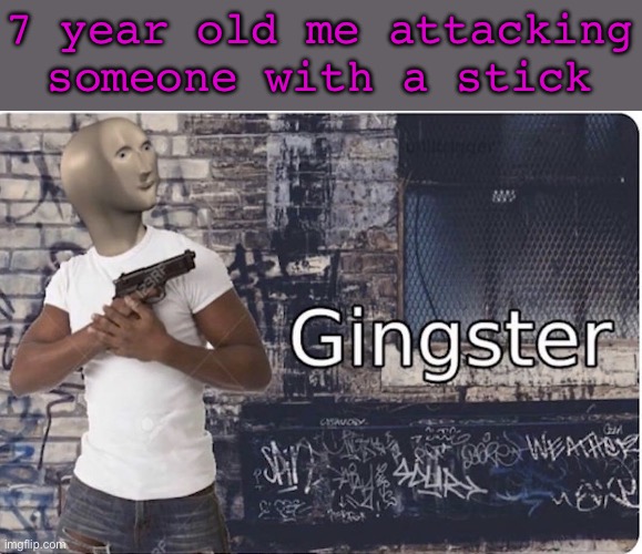 I’m a boy | 7 year old me attacking someone with a stick | image tagged in ginster,stick,boy memes,memenade,funy,mems | made w/ Imgflip meme maker