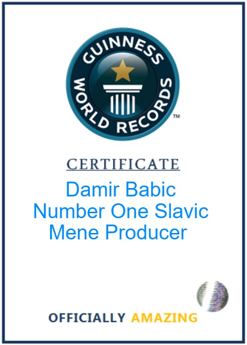 Damir Babic Number One Slavic Mene Producer | image tagged in blank world record certificate,slavic,damir babic | made w/ Imgflip meme maker