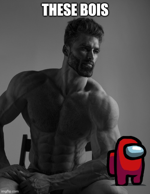 Giga Chad | THESE BOIS | image tagged in giga chad | made w/ Imgflip meme maker