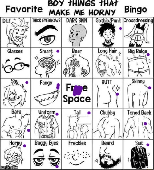 one bingo | image tagged in boy things that make me horny | made w/ Imgflip meme maker