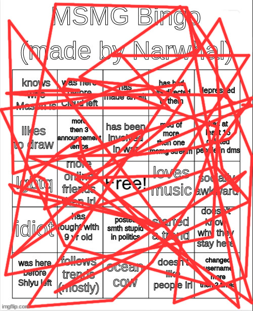 msmg bingo | made w/ Imgflip meme maker