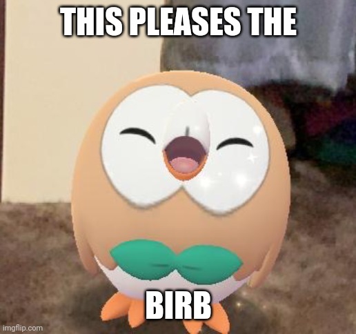 Happy Rowlet | THIS PLEASES THE; BIRB | image tagged in happy rowlet | made w/ Imgflip meme maker