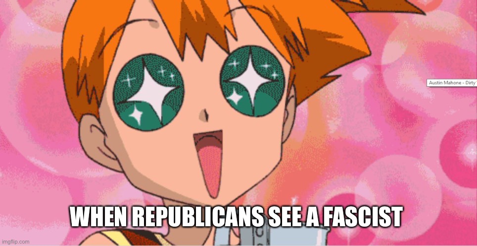 Super Excited Misty Anime Sparkle Eyes | WHEN REPUBLICANS SEE A FASCIST | image tagged in super excited misty anime sparkle eyes | made w/ Imgflip meme maker