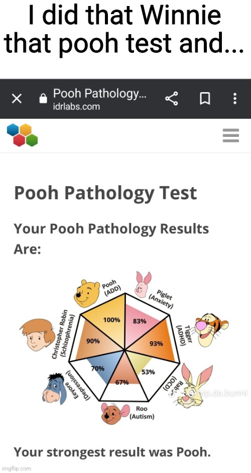 I'm concerned bc schizophrenia runs in my family | I did that Winnie that pooh test and... | image tagged in msmg | made w/ Imgflip meme maker