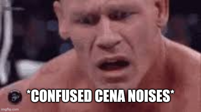 John Cena Sad / Confused | *CONFUSED CENA NOISES* | image tagged in john cena sad / confused | made w/ Imgflip meme maker