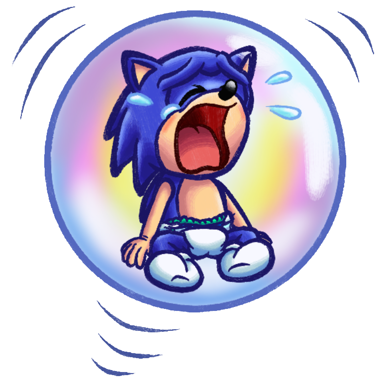 High Quality baby Sonic Crying in the Bubble Blank Meme Template