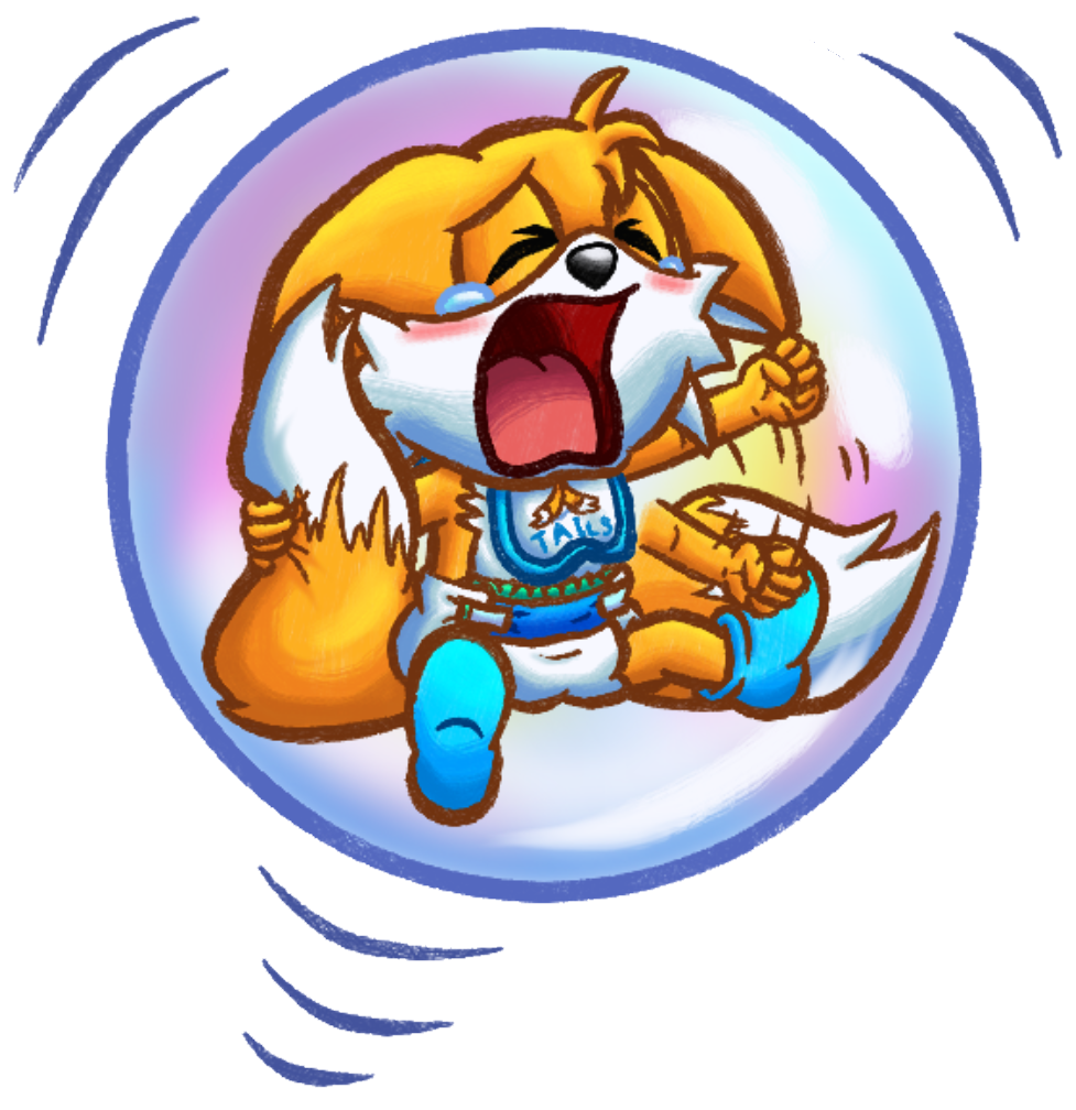 baby Tails Crying in the Bubble Blank Meme Template