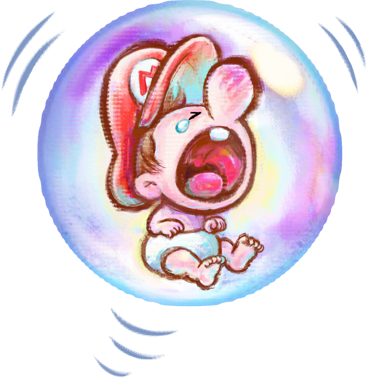 baby Mario Crying in the Bubble Blank Meme Template