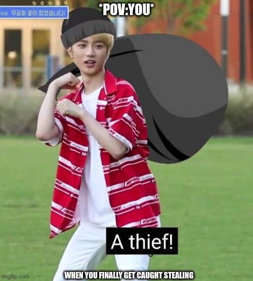 Thief | *POV:YOU*; WHEN YOU FINALLY GET CAUGHT STEALING | image tagged in thief | made w/ Imgflip meme maker