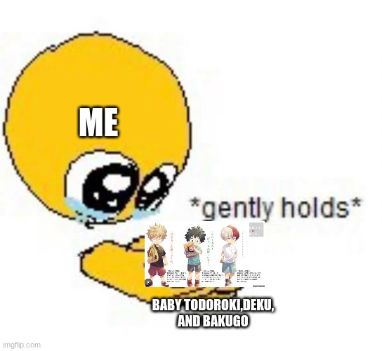 Gently holds emoji | ME; BABY TODOROKI,DEKU, AND BAKUGO | image tagged in gently holds emoji | made w/ Imgflip meme maker