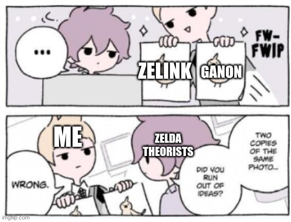 Pipi Kun spot the difference | ZELINK; GANON; ZELDA THEORISTS; ME | image tagged in pipi kun spot the difference | made w/ Imgflip meme maker