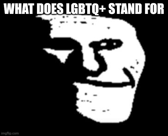 Depressed Troll Face | WHAT DOES LGBTQ+ STAND FOR | image tagged in depressed troll face | made w/ Imgflip meme maker